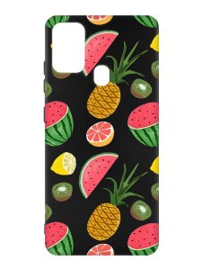 Матовий чорний чохол на Samsung Galaxy M30s/M21 :: Фруктовий мікс (принт 347)