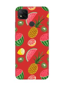Матовий червоний чохол на Xiaomi Redmi 9C/10A :: Фруктовий мікс (принт 347)