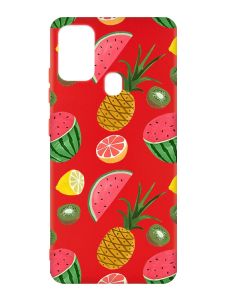 Матовий червоний чохол на Samsung Galaxy M30s/M21 :: Фруктовий мікс (принт 347)