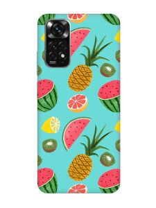 Матовий бірюзовий чохол на Xiaomi Redmi Note 11 :: Фруктовий мікс (принт 347)
