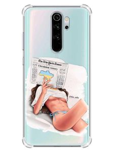 Чохол з потовщеними кутами на Xiaomi Redmi Note 8 Pro :: Дівчина з газетою (принт 31)