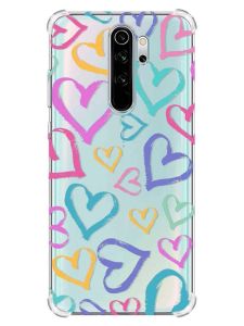 Чохол з потовщеними кутами на Xiaomi Redmi Note 8 Pro :: Різнокольорові сердечка (принт 332)