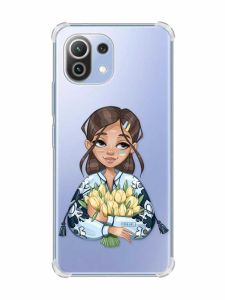 Чохол з потовщеними кутами на Xiaomi Mi 11 Lite :: Дівчина з тюльпанами (принт 22)