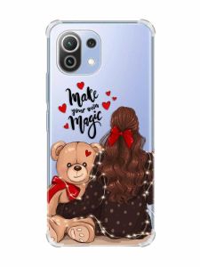 Чохол з потовщеними кутами на Xiaomi Mi 11 Lite :: Дівчина з ведмедиком (принт 188)