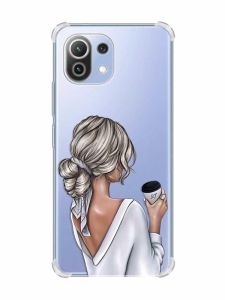 Чохол з потовщеними кутами на Xiaomi Mi 11 Lite :: Дівчина з латте (принт 227)