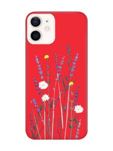 Матовий червоний чохол на Apple iPhone 12 / 12 Pro (6.1) :: Польові квіти (принт 270)
