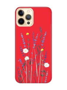 Матовий червоний чохол на Apple iPhone 12 Pro Max :: Польові квіти (принт 270)