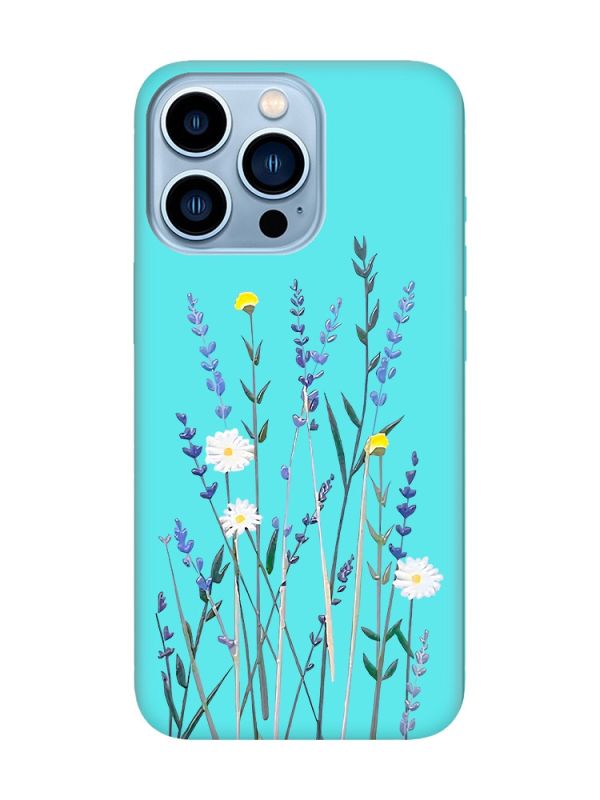 Матовий бірюзовий чохол на Apple iPhone 13 Pro Max :: Польові квіти (принт 270)