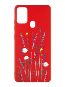 Матовий червоний чохол на Samsung Galaxy M30s/M21 :: Польові квіти (принт 270)