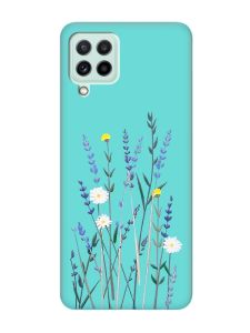 Матовий бірюзовий чохол на Samsung Galaxy M32/M22/A22 4G :: Польові квіти (принт 270)