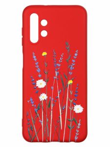 Матовий червоний чохол на Samsung A13 4G :: Польові квіти (принт 270)