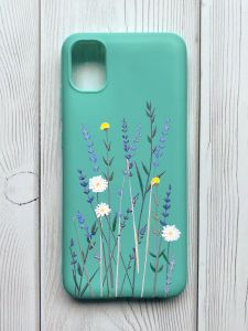 Матовий бірюзовий чохол на Samsung Galaxy A04E / A042 :: Польові квіти (принт 270)