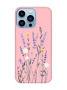 Матовий рожевий чохол на Apple iPhone 13 Pro Max :: Польові квіти (принт 270)
