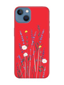 Матовий червоний чохол на Apple iPhone 13 :: Польові квіти (принт 270)