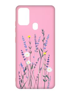 Матовий рожевий чохол на Samsung Galaxy M30s/M21 :: Польові квіти (принт 270)