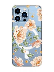 Магнітний чохол на iPhone 13 Pro Max із підтримкою MagSafe :: Квіти пастельні (принт 277)