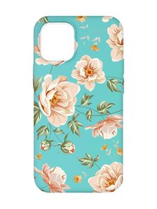Матовий бірюзовий чохол на Apple iPhone 12/12 Pro (6.1) :: Квіти пастельні (принт 277)