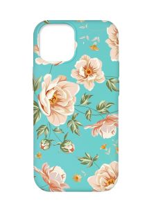 Матовий бірюзовий чохол на Apple iPhone 12 Pro Max :: Квіти пастельні (принт 277)