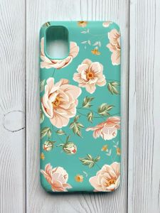 Матовий бірюзовий чохол на Samsung Galaxy A04E / A042 :: Квіти пастельні (принт 277)