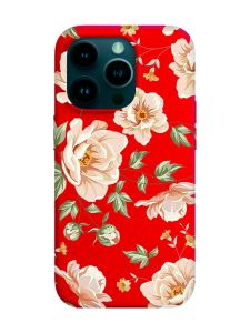 Матовий червоний чохол на Apple iPhone 14 Pro :: Квіти пастельні (принт 277)