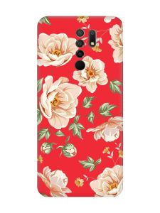 Матовий червоний чохол на Xiaomi Redmi 9 :: Квіти пастельні (принт 277)
