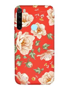 Матовий червоний чохол на Xiaomi Redmi Note 8T :: Квіти пастельні (принт 277)