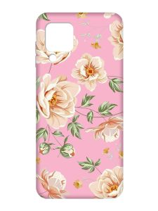 Матовий рожевий чохол на Samsung Galaxy M32/A22/M22 4G :: Квіти пастельні (принт 277)