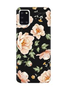 Матовий чорний чохол на Samsung Galaxy A31 :: Квіти пастельні (принт 277)