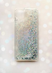 Чохол з плаваючими блискітками Samsung A12 Срібний