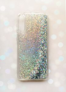 Чохол з плаваючими блискітками на Samsung Galaxy A50 2019 A505F Срібний