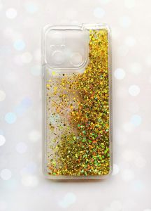 Чохол з плаваючими блискітками на Xiaomi Redmi 12C Золотий