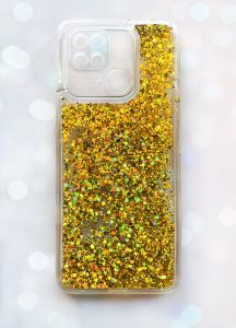 Чохол з плаваючими блискітками на Xiaomi Redmi 10С Золотий