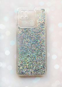 Чохол з плаваючими блискітками на Xiaomi Redmi 10С Срібний