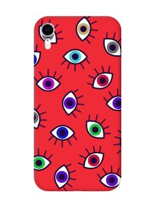 Матовий червоний чохол на Apple iPhone XR :: Різнокольорові очі (принт 336)