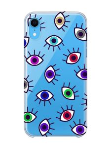 Прозорий чохол на iPhone XR :: Різнокольорові очі (принт 336)