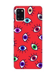 Матовий червоний чохол на Samsung Galaxy A31 :: Різнокольорові очі (принт 336)