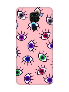 Матовий рожевий чохол на Xiaomi Redmi Note 9 :: Різнокольорові очі (принт 336)