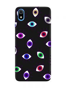 Матовий чорний чохол на Xiaomi Redmi 7A :: Різнокольорові очі (принт 336)