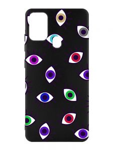 Матовий чорний чохол на Samsung Galaxy M30s/M21 :: Різнокольорові очі (принт 336)