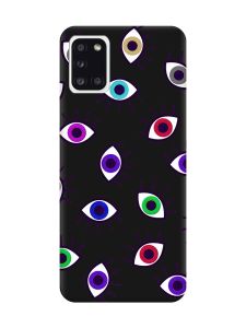 Матовий чорний чохол на Samsung Galaxy A31 :: Різнокольорові очі (принт 336)
