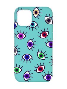 Матовий бірюзовий чохол на Apple iPhone 12/12 Pro (6.1) :: Різнокольорові очі (принт 336)