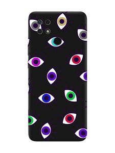 Матовий чорний чохол на Xiaomi Redmi 10C :: Різнокольорові очі (принт 336)