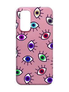 Матовий рожевий чохол на Xiaomi Redmi Note 11 4G :: Різнокольорові очі (принт 336)