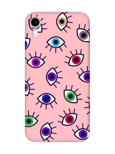 Матовий рожевий чохол на Apple iPhone XR :: Різнокольорові очі (принт 336)