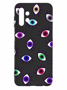 Матовий чорний чохол на Samsung Galaxy A13 4G :: Різнокольорові очі (принт 336)