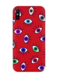 Матовий червоний чохол на Xiaomi Redmi 9A :: Різнокольорові очі (принт 336)