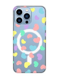 Магнітний чохол на iPhone 13 Pro Max із підтримкою MagSafe :: Різнокольорові сердечка (принт 335)