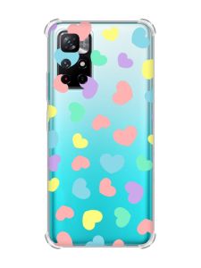 Чохол з потовщеними кутами на Xiaomi Redmi Note 11 4G :: Різнокольорові сердечка (принт 335)