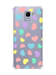 Чохол із потовщеними кутами на Samsung Galaxy J6 (2018) J600F :: Різнокольорові сердечка (принт 335)