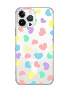 Магнітний чохол на iPhone 14 Pro із підтримкою MagSafe :: Різнокольорові сердечка (принт 335)